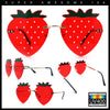 Womens Funky Strawberry Heart Shape Rimless Lolita Metal Frame Sunglasses