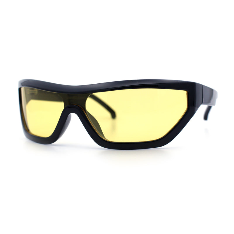 80s Narrow Rectangle Sport Monoblock Shield Plastic Sunglasses