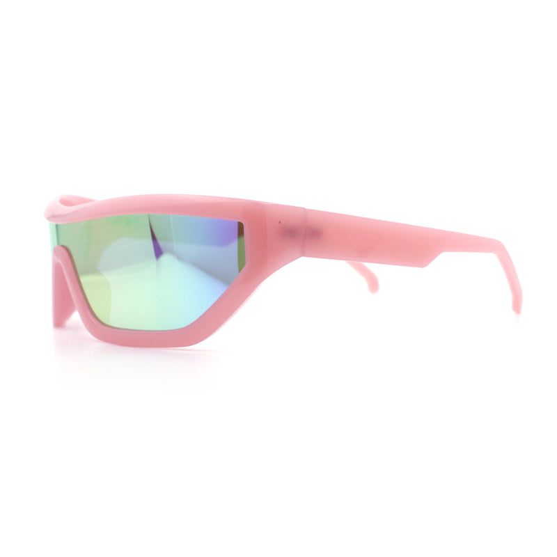 80s Narrow Rectangle Sport Monoblock Shield Plastic Sunglasses