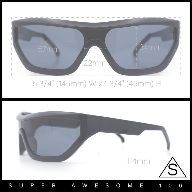 80s Narrow Rectangle Sport Monoblock Shield Plastic Sunglasses