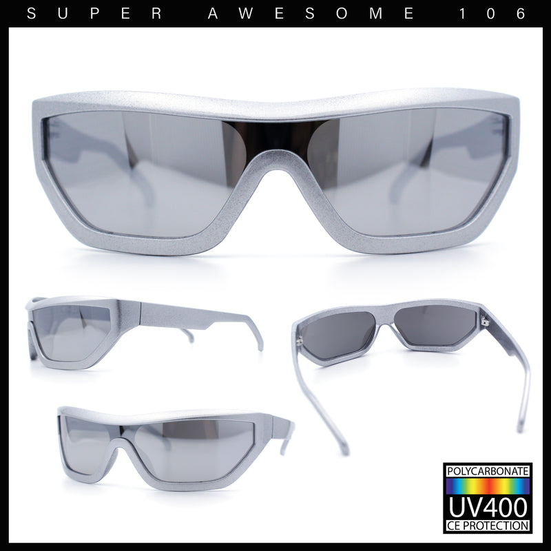 80s Narrow Rectangle Sport Monoblock Shield Plastic Sunglasses