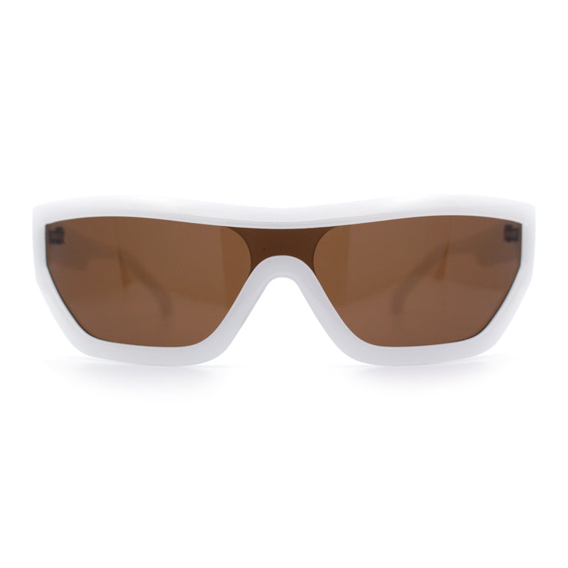 80s Narrow Rectangle Sport Monoblock Shield Plastic Sunglasses
