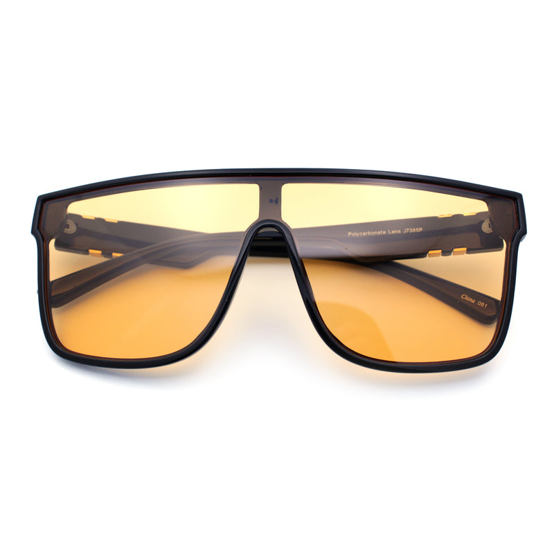 Mens Flat Top Shield Rectangle Oversized Hipster Horn Rim Plastic Sunglasses