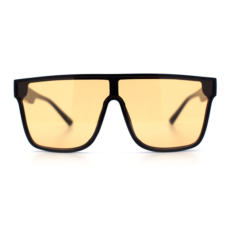 Mens Flat Top Shield Rectangle Oversized Hipster Horn Rim Plastic Sunglasses