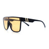 Mens Flat Top Shield Rectangle Oversized Hipster Horn Rim Plastic Sunglasses