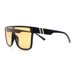 Mens Flat Top Shield Rectangle Oversized Hipster Horn Rim Plastic Sunglasses