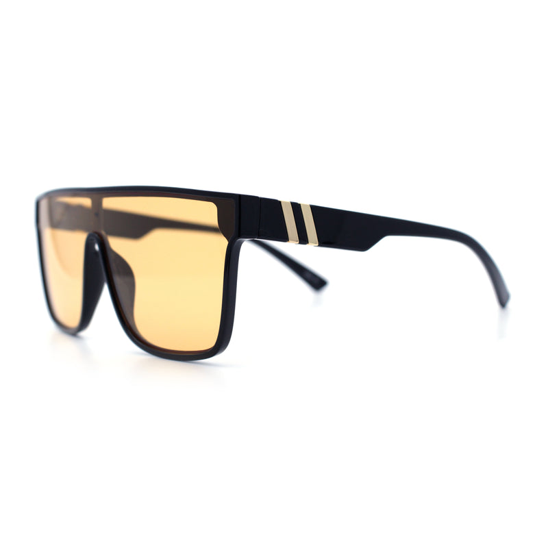 Mens Flat Top Shield Rectangle Oversized Hipster Horn Rim Plastic Sunglasses