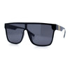 Mens Flat Top Shield Rectangle Oversized Hipster Horn Rim Plastic Sunglasses
