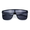 Mens Flat Top Shield Rectangle Oversized Hipster Horn Rim Plastic Sunglasses