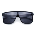 Mens Flat Top Shield Rectangle Oversized Hipster Horn Rim Plastic Sunglasses