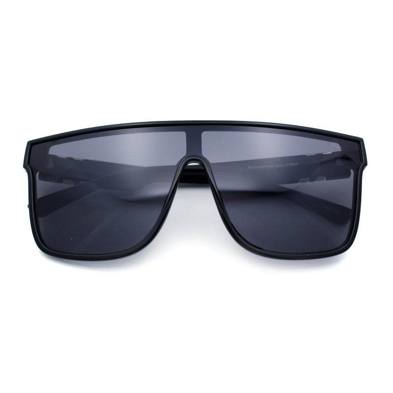 Mens Flat Top Shield Rectangle Oversized Hipster Horn Rim Plastic Sunglasses