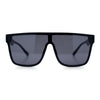 Mens Flat Top Shield Rectangle Oversized Hipster Horn Rim Plastic Sunglasses