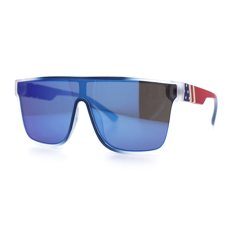 Mens Flat Top Shield Rectangle Oversized Hipster Horn Rim Plastic Sunglasses