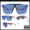 Mens Flat Top Shield Rectangle Oversized Hipster Horn Rim Plastic Sunglasses