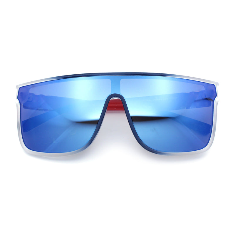 Mens Flat Top Shield Rectangle Oversized Hipster Horn Rim Plastic Sunglasses