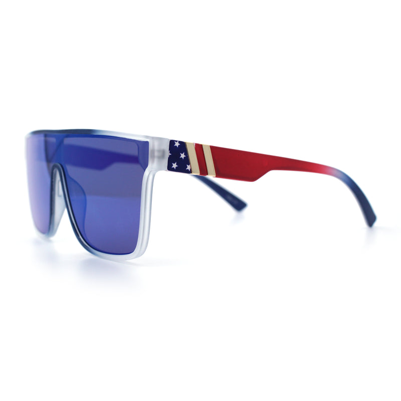 Mens Flat Top Shield Rectangle Oversized Hipster Horn Rim Plastic Sunglasses