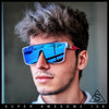Mens Flat Top Shield Rectangle Oversized Hipster Horn Rim Plastic Sunglasses