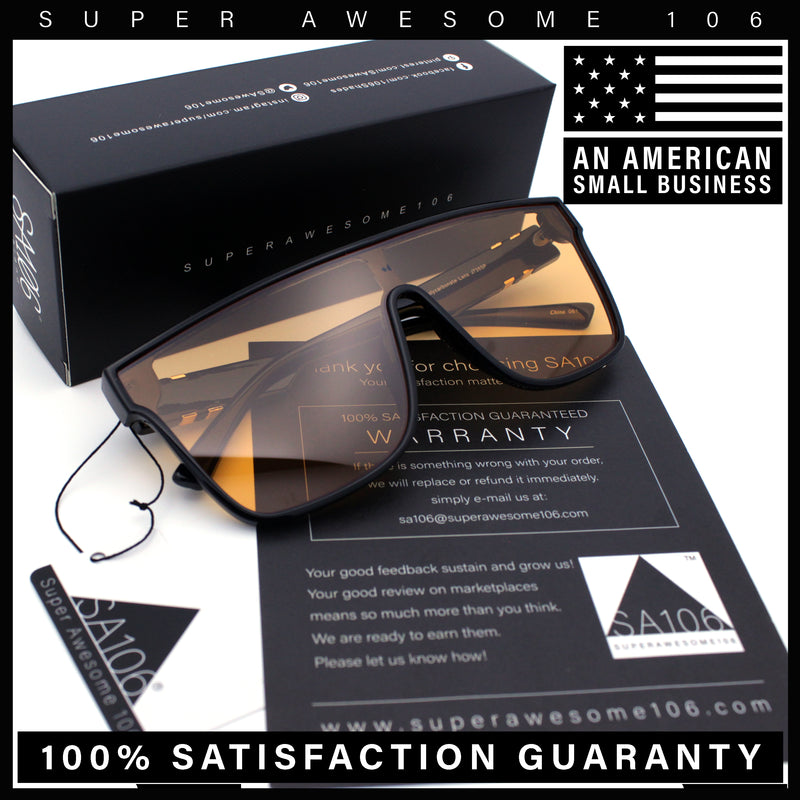 Mens Flat Top Shield Rectangle Oversized Hipster Horn Rim Plastic Sunglasses