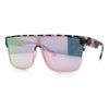 Mens Flat Top Shield Rectangle Oversized Hipster Horn Rim Plastic Sunglasses