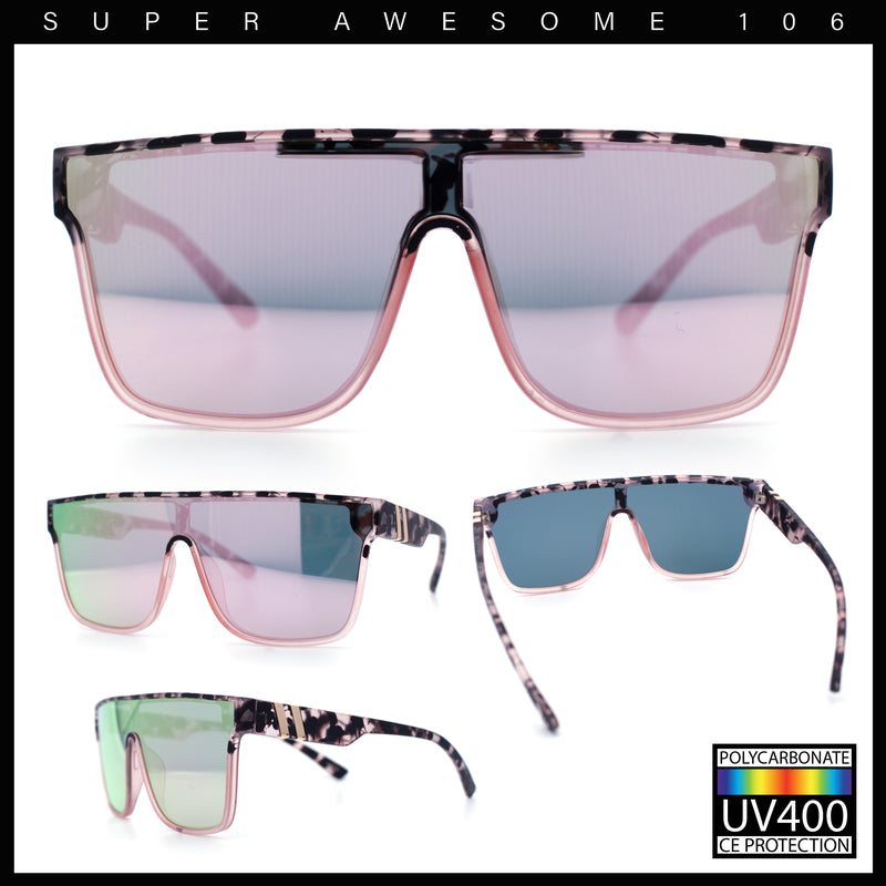 Mens Flat Top Shield Rectangle Oversized Hipster Horn Rim Plastic Sunglasses