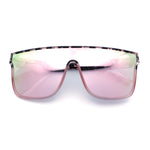 Mens Flat Top Shield Rectangle Oversized Hipster Horn Rim Plastic Sunglasses