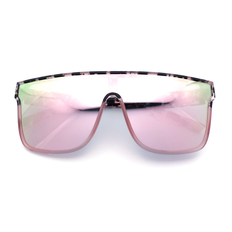Mens Flat Top Shield Rectangle Oversized Hipster Horn Rim Plastic Sunglasses