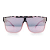 Mens Flat Top Shield Rectangle Oversized Hipster Horn Rim Plastic Sunglasses