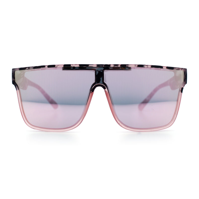 Mens Flat Top Shield Rectangle Oversized Hipster Horn Rim Plastic Sunglasses