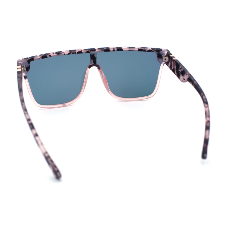 Mens Flat Top Shield Rectangle Oversized Hipster Horn Rim Plastic Sunglasses
