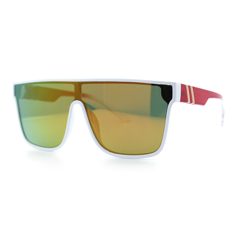 Mens Flat Top Shield Rectangle Oversized Hipster Horn Rim Plastic Sunglasses