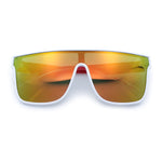 Mens Flat Top Shield Rectangle Oversized Hipster Horn Rim Plastic Sunglasses