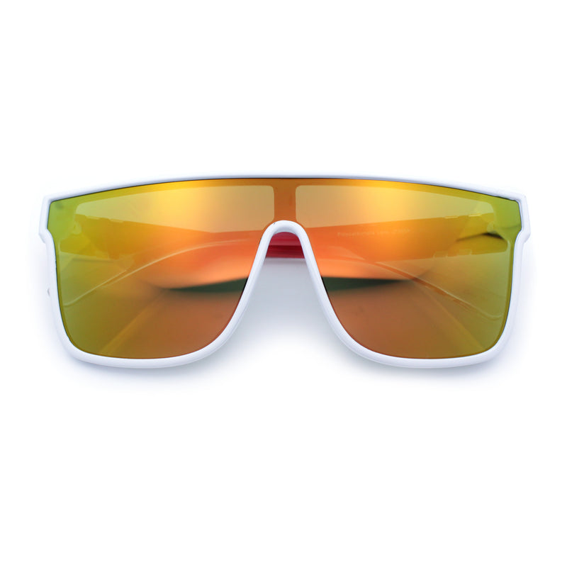 Mens Flat Top Shield Rectangle Oversized Hipster Horn Rim Plastic Sunglasses