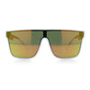 Mens Flat Top Shield Rectangle Oversized Hipster Horn Rim Plastic Sunglasses