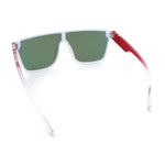 Mens Flat Top Shield Rectangle Oversized Hipster Horn Rim Plastic Sunglasses
