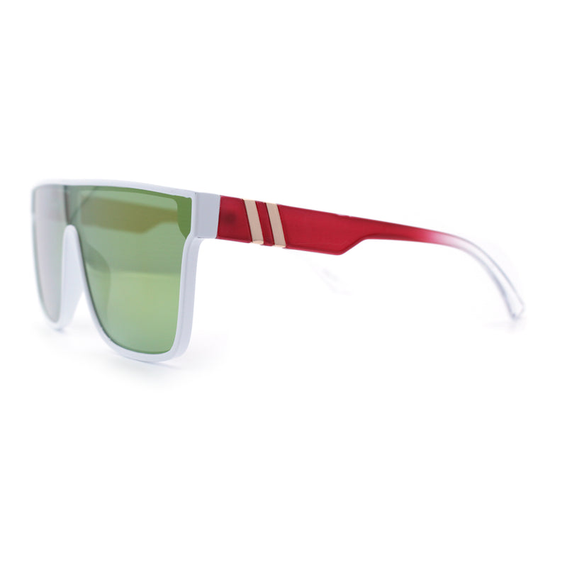 Mens Flat Top Shield Rectangle Oversized Hipster Horn Rim Plastic Sunglasses