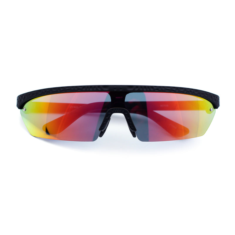 80s Half Rim Narrow Rectangle Shield Retro Plastic Sport Plastic Sunglasses