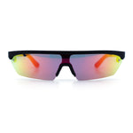 80s Half Rim Narrow Rectangle Shield Retro Plastic Sport Plastic Sunglasses