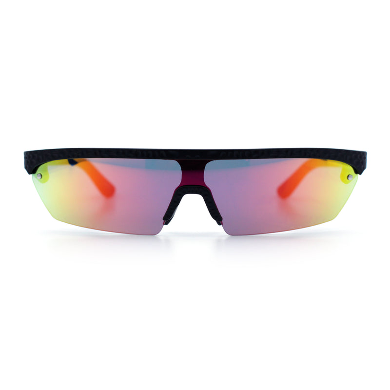 80s Half Rim Narrow Rectangle Shield Retro Plastic Sport Plastic Sunglasses