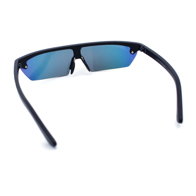 80s Half Rim Narrow Rectangle Shield Retro Plastic Sport Plastic Sunglasses