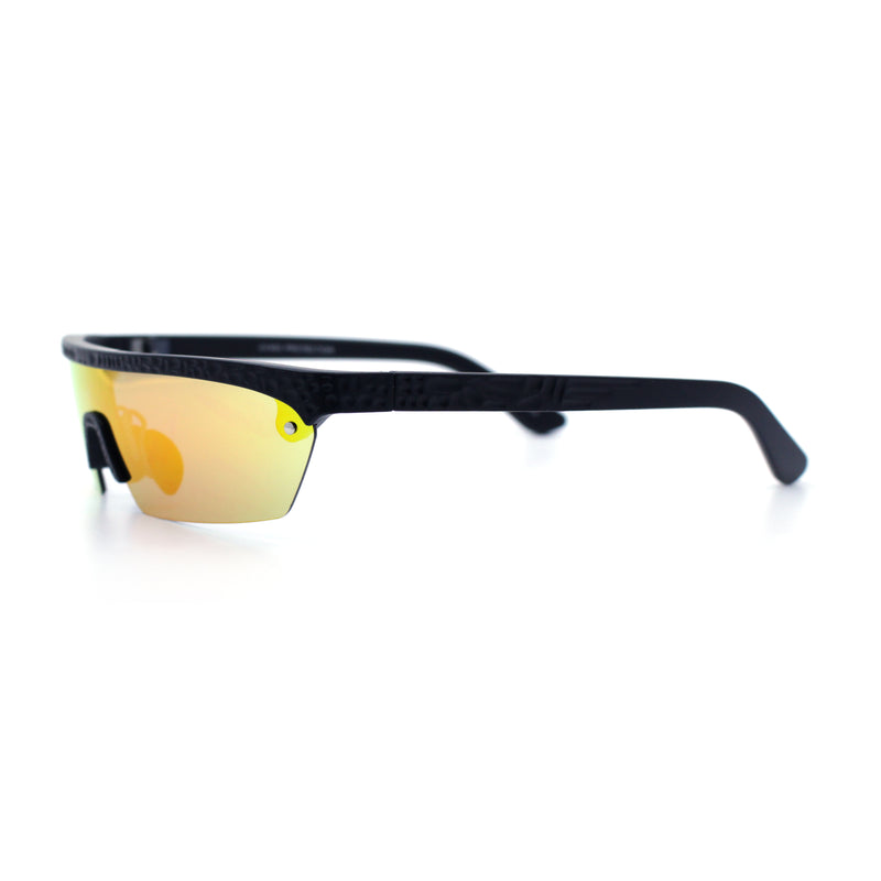 80s Half Rim Narrow Rectangle Shield Retro Plastic Sport Plastic Sunglasses