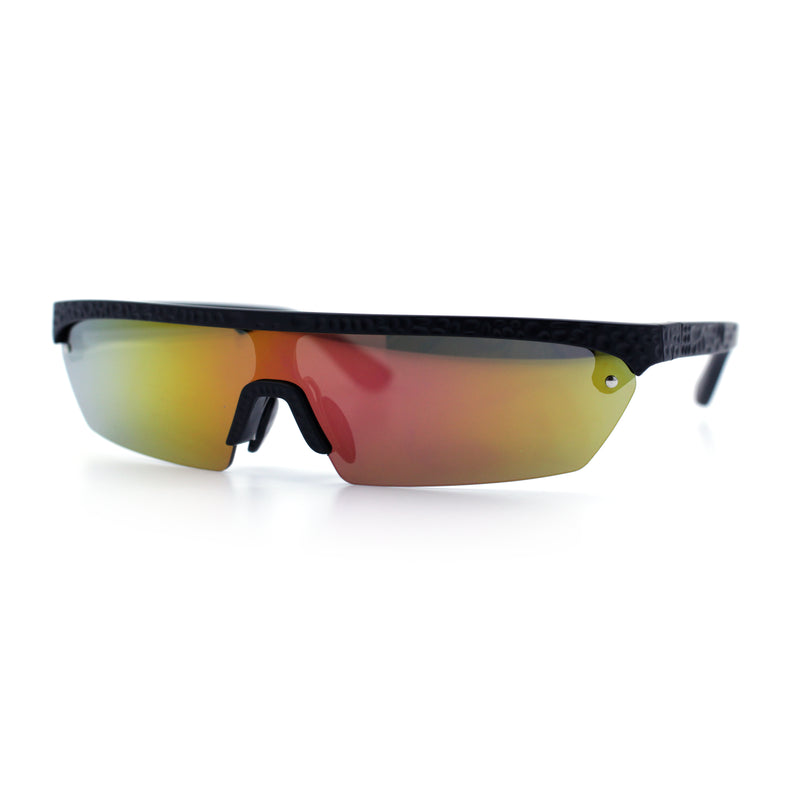 80s Half Rim Narrow Rectangle Shield Retro Plastic Sport Plastic Sunglasses