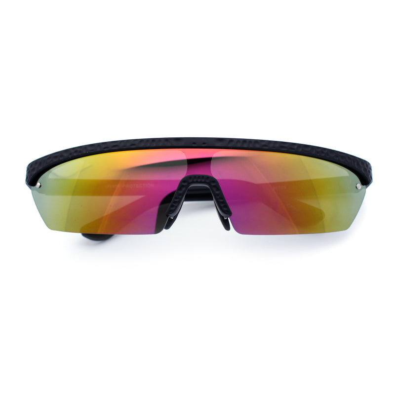 80s Half Rim Narrow Rectangle Shield Retro Plastic Sport Plastic Sunglasses