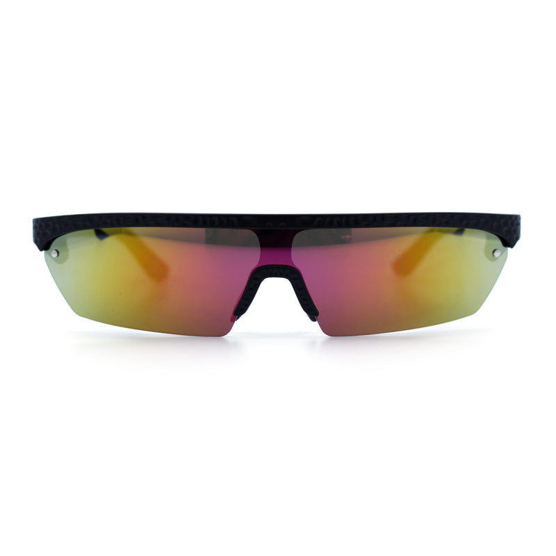 80s Half Rim Narrow Rectangle Shield Retro Plastic Sport Plastic Sunglasses