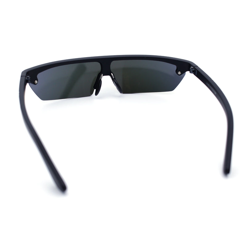 80s Half Rim Narrow Rectangle Shield Retro Plastic Sport Plastic Sunglasses