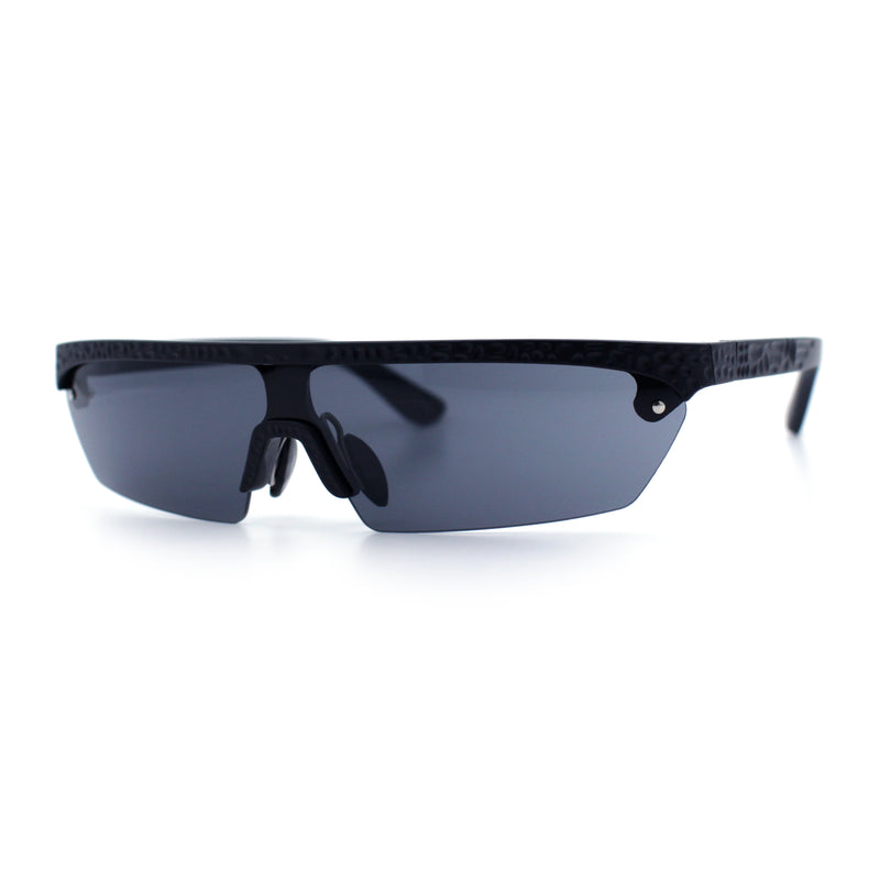 80s Half Rim Narrow Rectangle Shield Retro Plastic Sport Plastic Sunglasses
