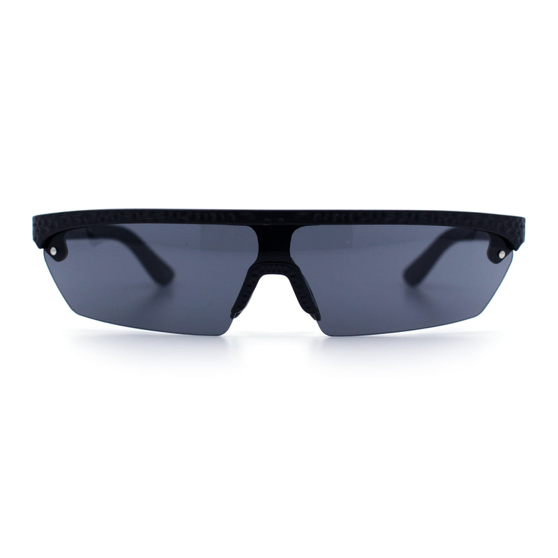 80s Half Rim Narrow Rectangle Shield Retro Plastic Sport Plastic Sunglasses