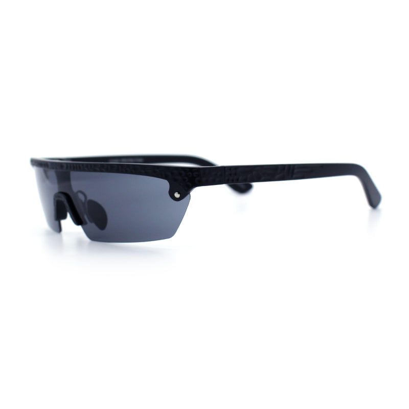 80s Half Rim Narrow Rectangle Shield Retro Plastic Sport Plastic Sunglasses