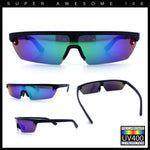 80s Half Rim Narrow Rectangle Shield Retro Plastic Sport Plastic Sunglasses