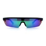 80s Half Rim Narrow Rectangle Shield Retro Plastic Sport Plastic Sunglasses