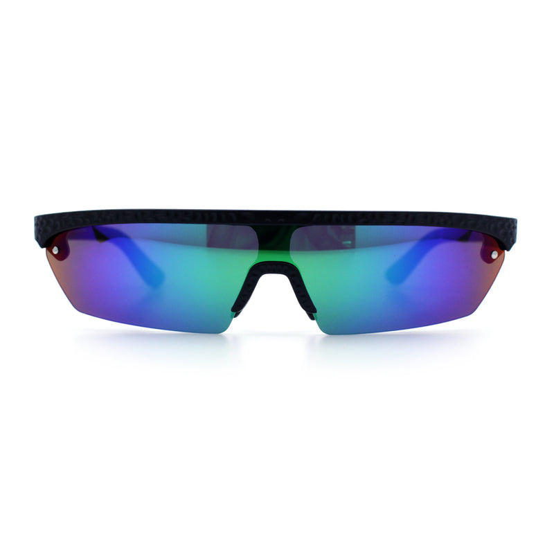 80s Half Rim Narrow Rectangle Shield Retro Plastic Sport Plastic Sunglasses